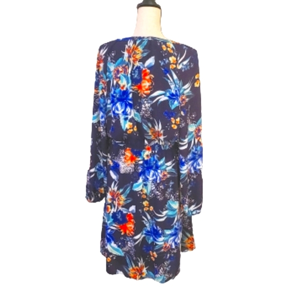 Ava & Viv Navy Multi-Color Floral Long Sleeve Dress, Size 1X - Picture 2 of 16
